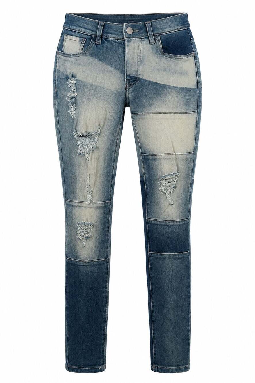 Venus Patchwork Distressed Skinny Jeans